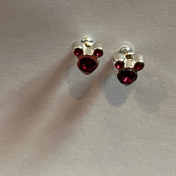 Vintage Silver and Ruby Mickey Mouse Earrings - Picture 2 of 2